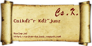 Csikár Kájusz névjegykártya